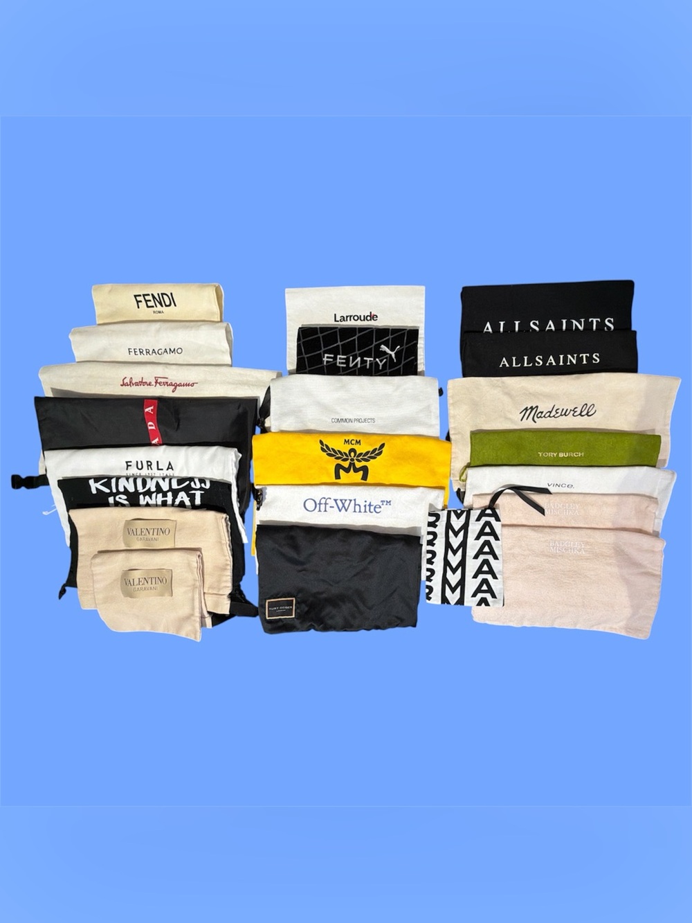 Mixed Brands Designer Logo Bag Accessory Dustbags Bundle, Drawstring, Multicolor